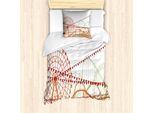 Abakuhaus Set Copripiumino Per Letto Singolo, Silhouette Rides Flags, Antiacaro, Adatto A Chi Soffre Di Allergie, Con Federa, 135 Cm X 200 Cm - 80 X 80 Cm, Cannella-Verde Felce