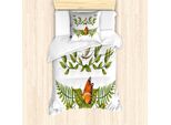 Abakuhaus Set Copripiumino Per Letti Singoli, Rami Fogliati E Farfalle, Antiacaro, Adatto A Chi Soffre Di Allergie, Con Federa, 135 Cm X 200 Cm - 80 X 80 Cm, Bianco Verde Oliva