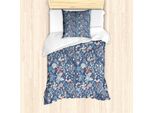 Abakuhaus Set Copripiumino Jacobean Per Letti Singoli, Petali Orientali Su Strisce, Antiacaro, Adatto A Chi Soffre Di Allergie, Con Federa, 135 Cm X 200 Cm - 80 X 80 Cm, Blu Ardesia Multicolore