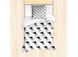 Abakuhaus Set Copripiumino Aborigeno Per Letti Singoli, Canguro Monocromatico, Antiacaro, Adatto A Chi Soffre Di Allergie, Con Federa, 135 Cm X 200 Cm - 80 X 80 Cm, Grigio Antracite E Bianco
