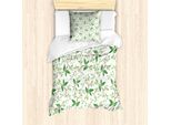 Abakuhaus Set Copripiumino Per Letto Singolo, Ivy Green Leaves, Antiacaro, Adatto A Chi Soffre Di Allergie, Con Federa, 135 Cm X 200 Cm - 80 X 80 Cm, Verde Marrone