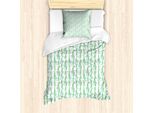 Abakuhaus Set Copripiumino Per Letti Singoli, Strisce Verticali Con Motivi Floreali, Antiacaro, Adatto A Chi Soffre Di Allergie, Con Federa, 135 Cm X 200 Cm - 80 X 80 Cm, Fern Green Sky Blue