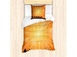 Abakuhaus Set Copripiumino Per Letto Singolo, Effetto Sunburst E Cammelli, Antiacaro, Adatto A Chi Soffre Di Allergie, Con Federa, 135 Cm X 200 Cm - 80 X 80 Cm, Grigio Antracite Arancione