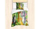 Abakuhaus Set Copripiumino Per Letti Singoli, Stile Cartone Animato Animali Selvatici, Antiacaro Adatto A Chi Soffre Di Allergie Con Federa, 135 Cm X 200 Cm - 80 X 80 Cm, Multicolore