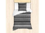 Abakuhaus Set Copripiumino Azteco Per Letti Singoli, Geometrico Tribale Monocromatico, Antiacaro, Adatto A Chi Soffre Di Allergie, Con Federa, 135 Cm X 200 Cm - 80 X 80 Cm, Grigio Antracite E Bianco