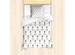 Abakuhaus Set Copripiumino Per Letto Singolo, Organic Tropical Fruits, Antiacaro E Anallergico, Con Federa, 135 Cm X 200 Cm - 80 X 80 Cm, Blu Ardesia Scuro Almond