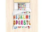 Abakuhaus Set Copripiumino Per Letti Singoli, Childish Monster Letters, Antiacaro, Adatto A Chi Soffre Di Allergie, Con Federa, 135 Cm X 200 Cm - 80 X 80 Cm, Multicolore