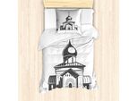 Abakuhaus Set Copripiumino Russo Per Letti Singoli, Slavic Artarchitektur, Antiacaro, Adatto A Chi Soffre Di Allergie, Con Federa, 135 Cm X 200 Cm - 80 X 80 Cm, Grigio Antracite E Bianco