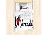 Abakuhaus Venezuela Set Copripiumino Per Letti Singoli, Scritta "I Love Venezuela"", Antiacaro, Adatto A Chi Soffre Di Allergie, Con Federa, 135 Cm X 200 Cm - 80 X 80 Cm, Bianco Grigio Antracite"