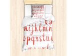 Abakuhaus Set Copripiumino Per Letto Singolo, Aquarell Warm Letters, Antiacaro, Adatto A Chi Soffre Di Allergie, Con Federa, 135 Cm X 200 Cm - 80 X 80 Cm, Corallo E Vermiglio