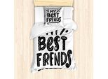 Abakuhaus Set Copripiumino Best Friend Per Letti Singoli, Simboli Dell'amore Monocromatici, Antiacaro E Anallergico Con Federa, 135 Cm X 200 Cm - 80 X 80 Cm, Grigio Antracite E Bianco