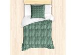 Abakuhaus Set Copripiumino Dai Colori Tenui Per Letti Singoli, Decorato Con Rami Fogliati, Antiacaro, Adatto A Chi Soffre Di Allergie, Con Federa, 135 Cm X 200 Cm - 80 X 80 Cm, Verde Alloro Verde Chiaro