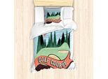 Abakuhaus Set Copripiumino Per Letto Singolo Con Motivo Golf, Bosco E Bandiera, Antiacaro, Adatto A Chi Soffre Di Allergie, Con Federa, 135 Cm X 200 Cm - 80 X 80 Cm, Multicolore