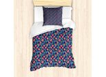 Abakuhaus Set Copripiumino Per Letto Singolo Philodendron, Botanical Leaves, Antiacaro, Adatto A Chi Soffre Di Allergie, Con Federa, 135 Cm X 200 Cm - 80 X 80 Cm, Indigo Burnt Sienna