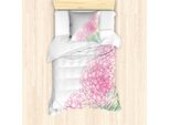 Abakuhaus Set Copripiumino Per Letto Singolo, Fiori Artificiali Color Grunge, Antiacaro, Adatto A Chi Soffre Di Allergie, Con Federa, 135 Cm X 200 Cm - 80 X 80 Cm, Rosa Verde Chiaro
