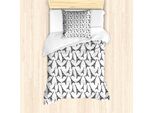 Abakuhaus Set Copripiumino Per Letto Singolo Torre Eiffel, Stile Monotono Towers, Antiacaro, Adatto A Chi Soffre Di Allergie, Con Federa, 135 Cm X 200 Cm - 80 X 80 Cm, Grigio Antracite E Bianco