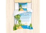 Abakuhaus Set Copripiumino Grafico Per Letti Singoli, Paesaggio Estivo, Antiacaro, Adatto A Chi Soffre Di Allergie, Con Federa, 135 Cm X 200 Cm - 80 X 80 Cm, Multicolore