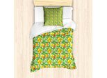 Abakuhaus Set Copripiumino Per Letti Singoli, Rami Di Mango Maturo, Antiacaro, Adatto A Chi Soffre Di Allergie, Con Federa, 135 Cm X 200 Cm - 80 X 80 Cm, Verde Vermiglio