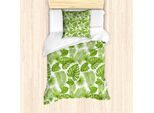 Abakuhaus Set Copripiumino Esotico, Motivo Ripetuto Con Tema Foresta Tropicale Della Stagione Estiva Foglie Naturali, 135 X 200 Cm + 80 X 80 Cm, Bianco Verde Felce