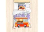 Abakuhaus Set Copripiumino Vintage Trucks Per Letti Singoli, Street Food Van Dog, Antiacaro, Adatto A Chi Soffre Di Allergie, Con Federa, 135 Cm X 200 Cm - 80 X 80 Cm, Multicolore