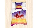 Abakuhaus Set Copripiumino Fiji Per Letti Singoli, Sfondo Scenografico Con Palme, Antiacaro, Adatto A Chi Soffre Di Allergie, Con Federa, 135 Cm X 200 Cm - 80 X 80 Cm, Multicolore