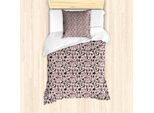 Abakuhaus Set Copripiumino Per Letto Singolo, Motivo Tulipani E Uccellini, Antiacaro, Adatto A Chi Soffre Di Allergie, Con Federa, 135 Cm X 200 Cm - 80 X 80 Cm, Salmone Multicolore