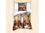 Abakuhaus Set Copripiumino Astratto Surreale Per Letti Singoli, Faceless Men Art, Antiacaro, Adatto A Chi Soffre Di Allergie, Con Federa, 135 Cm X 200 Cm - 80 X 80 Cm, Multicolore