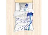 Abakuhaus Set Copripiumino Per Letto Singolo, Tentacoli Acquatici, Antiacaro, Adatto A Chi Soffre Di Allergie, Con Federa, 135 Cm X 200 Cm - 80 X 80 Cm, Bianco Sporco Blu Persiano