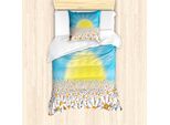 Abakuhaus Set Copripiumino Per Letti Singoli Con Motivi Floreali, Sole E Margherite, Antiacaro E Anallergico, Con Federa, 135 Cm X 200 Cm - 80 X 80 Cm, Azzurro E Multicolore