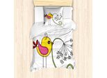 Abakuhaus Set Copripiumino Per Letti Singoli, Little Bird Doodle, Antiacaro, Adatto A Chi Soffre Di Allergie, Con Federa, 135 Cm X 200 Cm - 80 X 80 Cm, Rosa Vermiglio