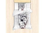 Abakuhaus Set Copripiumino Rock'n'Roll Per Letti Singoli, Mano Tatuata, Antiacaro, Adatto A Chi Soffre Di Allergie, Con Federa, 135 Cm X 200 Cm - 80 X 80 Cm, Rosso-Marrone Scuro Viola