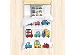 Abakuhaus Set Copripiumino Vintage Trucks Per Letti Singoli, Cartoon Cars, Antiacaro, Adatto A Chi Soffre Di Allergie, Con Federa, 135 Cm X 200 Cm - 80 X 80 Cm, Multicolore