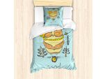 Abakuhaus Set Copripiumino Con Stampa Gufo Per Letti Singoli, Wake Morgen Zeit, Antiacaro, Adatto A Chi Soffre Di Allergie, Con Federa, 135 Cm X 200 Cm - 80 X 80 Cm, Blu, Grigio, Giallo Pesca