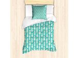 Abakuhaus Set Copripiumino Per Letto Singolo Ananas, Motivo Astratto Con Frutta Estiva, Antiacaro E Anallergico, Con Federa, 135 Cm X 200 Cm - 80 X 80 Cm, Giallo Pallido Turchese