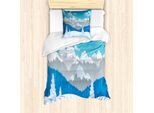 Abakuhaus Set Copripiumino Per Letto Singolo Snowy Trees, Montagne Innevate, Antiacaro, Adatto A Chi Soffre Di Allergie, Con Federa, 135 Cm X 200 Cm - 80 X 80 Cm, Multicolore