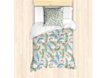Set Copripiumino Abakuhaus Luau Per Letti Singoli, Plumeria Vintage Su Foglie, Antiacaro, Adatto A Chi Soffre Di Allergie, Con Federa, 135 Cm X 200 Cm - 80 X 80 Cm, Avorio E Multicolore