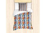 Abakuhaus Set Copripiumino Moderno Per Letti Singoli, Strisce Digitali Colorate, Antiacaro, Adatto A Chi Soffre Di Allergie, Con Federa, 135 Cm X 200 Cm - 80 X 80 Cm, Multicolore