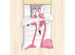 Abakuhaus Set Copripiumino Per Letto Singolo Flamingo, Uccelli Esotici Rosa, Antiacaro, Adatto A Chi Soffre Di Allergie, Con Federa, 135 Cm X 200 Cm - 80 X 80 Cm, Rosa Pastello-Fucsia Scuro