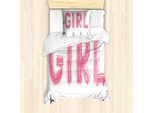 Abakuhaus Set Copripiumino Per Letto Singolo Da Ragazza, Parole Calligrafiche Moderne, Antiacaro, Adatto A Chi Soffre Di Allergie, Con Federa, 135 Cm X 200 Cm - 80 X 80 Cm, Rosa Coke Grigio
