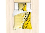 Set Copripiumino Abakuhaus Per Letti Singoli, Motivo Farfalle, Grappoli D'uva E Foglie, Antiacaro, Adatto A Chi Soffre Di Allergie, Con Federa, 135 Cm X 200 Cm - 80 X 80 Cm, Giallo Senape Terra