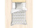 Abakuhaus Set Copripiumino Per Letti Singoli, Fiori Botanici Primaverili, Antiacaro, Adatto A Chi Soffre Di Allergie, Con Federa, 135 Cm X 200 Cm - 80 X 80 Cm, Bianco Multicolore
