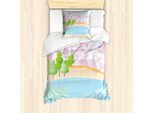 Abakuhaus Set Copripiumino Astratto Surreale Per Letti Singoli, Montagna Poligonale, Antiacaro, Adatto A Chi Soffre Di Allergie, Con Federa, 135 Cm X 200 Cm - 80 X 80 Cm, Multicolore