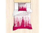Abakuhaus Set Copripiumino Russo Per Letti Singoli, Caratteristico Della Città Turistica, Antiacaro, Adatto A Chi Soffre Di Allergie, Con Federa, 135 Cm X 200 Cm - 80 X 80 Cm, Rosa Pallido Magenta