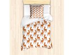 Abakuhaus Set Copripiumino Per Letto Singolo Antilope, Animal Cartoon, Antiacaro, Adatto A Chi Soffre Di Allergie, Con Federa, 135 Cm X 200 Cm - 80 X 80 Cm, Cannella Salmone