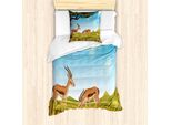 Abakuhaus Set Copripiumino Antilope Per Letti Singoli, Scena Naturale Con Animali, Antiacaro, Adatto A Chi Soffre Di Allergie, Con Federa, 135 Cm X 200 Cm - 80 X 80 Cm, Multicolore