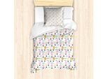 Abakuhaus Set Copripiumino Per Letto Singolo, Pastel Sky Cartoon, Antiacaro, Adatto A Chi Soffre Di Allergie, Con Federa, 135 Cm X 200 Cm - 80 X 80 Cm, Bianco Multicolore