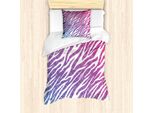 Abakuhaus Set Copripiumino Zebra, Illustrazione Grafica Colorata Con Motivo A Strisce Animalier, 135 X 200 Cm + 80 X 80 Cm, Rosa Fucsia