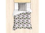 Abakuhaus Set Copripiumino Per Letto Singolo, Tonalità Viola Con Motivi Floreali, Antiacaro, Adatto A Chi Soffre Di Allergie, Con Federa, 135 Cm X 200 Cm - 80 X 80 Cm, Rosa Ardesia Marrone