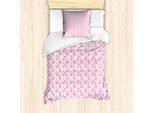Abakuhaus Set Copripiumino Per Letto Singolo Per San Valentino, Cuori E Denti Di Leone, Antiacaro E Anallergico, Con Federa, 135 Cm X 200 Cm - 80 X 80 Cm, Rosa Corallo Scuro