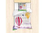 Set Copripiumino Abakuhaus Per Letti Singoli, Scena Con Mongolfiere, Antiacaro E Anallergico, Con Federa, 135 Cm X 200 Cm - 80 X 80 Cm, Multicolore